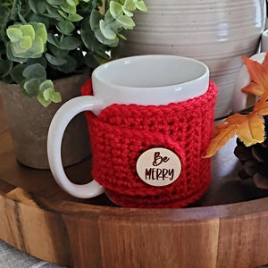 Be Merry Reusable Mug Cozy for Coffee and Tea