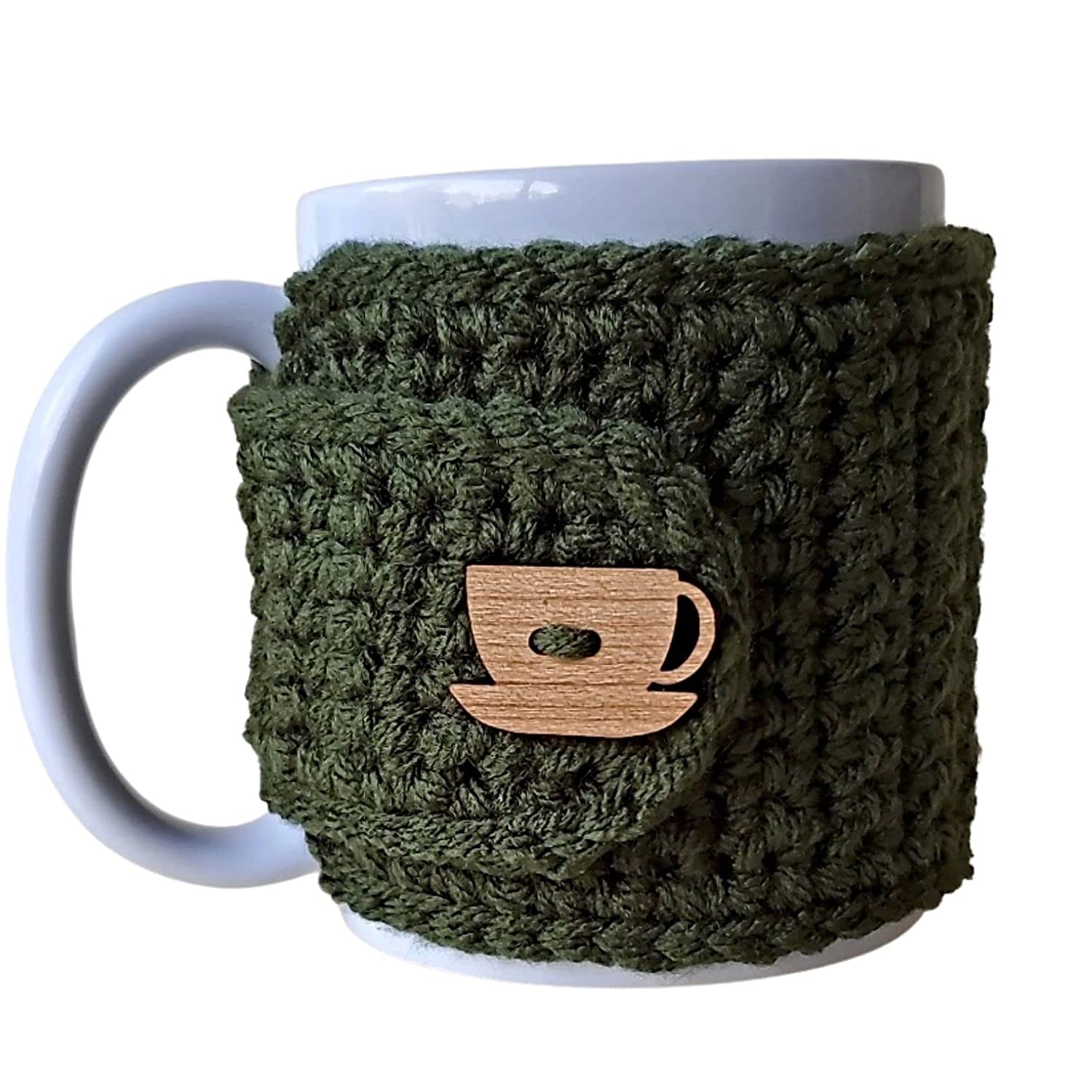Olive Sleeve with Cup and Saucer Button